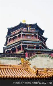 Low angle view of a pagoda, Tower of Buddha Fragrance, Summer Palace, Beijing, China