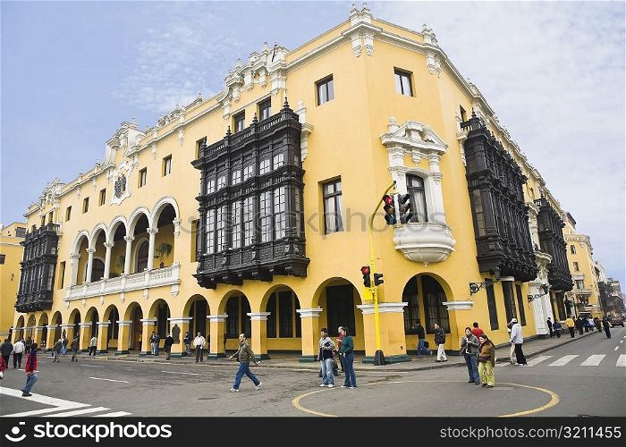 Low angle view of a palace, Municipal palace, Lima, Peru