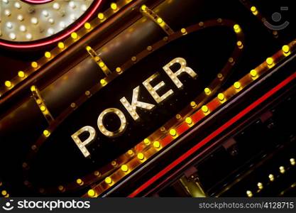 Low angle view of a poker sign, Las Vegas, Nevada, USA