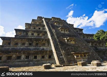 Low angle view of a pyramid, Pyramid Of The Niches, El Tajin, Veracruz, Mexico