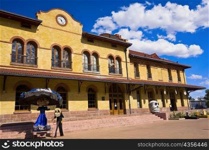 Low angle view of a railroad station building, Three Centuries Memorial Park, Aguascalientes, Mexico