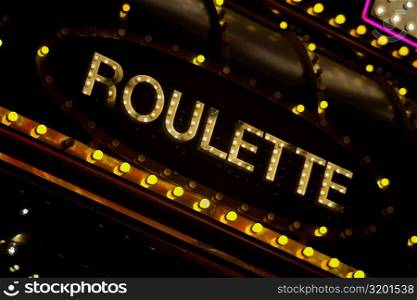 Low angle view of a roulette sign, Las Vegas, Nevada, USA