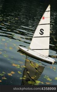 Low angle view of a sailboat in the river