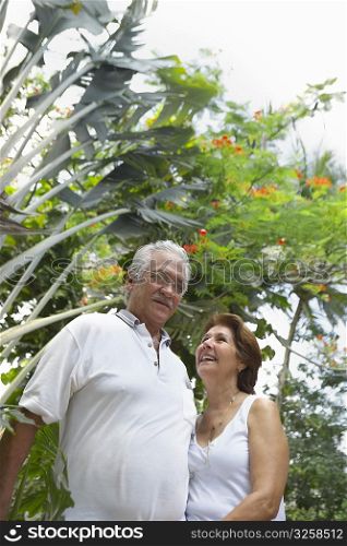Low angle view of a senior couple standing together