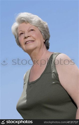 Low angle view of a senior woman smiling