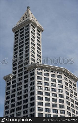Low angle view of a skyscraper, Smith Tower, Pioneer Square, Seattle, Washington State, USA