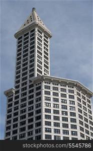 Low angle view of a skyscraper, Smith Tower, Pioneer Square, Seattle, Washington State, USA