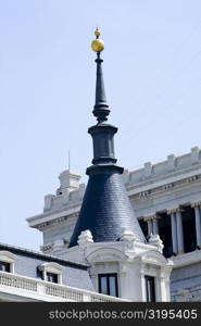 Low angle view of a spire on a building, Madrid, Spain