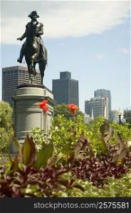 Low angle view of a statue in the garden, Boston, Massachusetts, USA