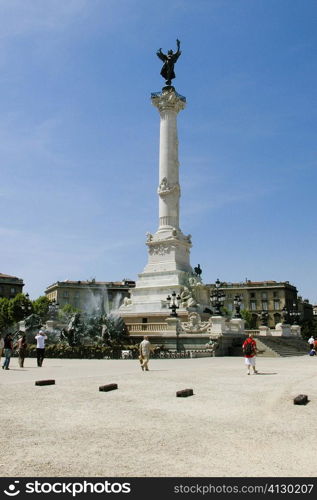 Low angle view of a statue, La Fontaine Des Quinconces, Monument Aux Girondins, Bordeaux, Aquitaine, France