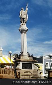 Low angle view of a statue mounted on a pillar, San Juan, Puerto Rico