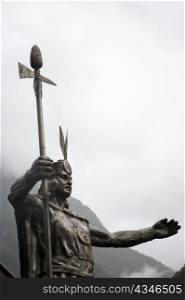 Low angle view of a statue of Pachacuti, Aguas Calientes, Urubamba Province, Cusco Region, Peru