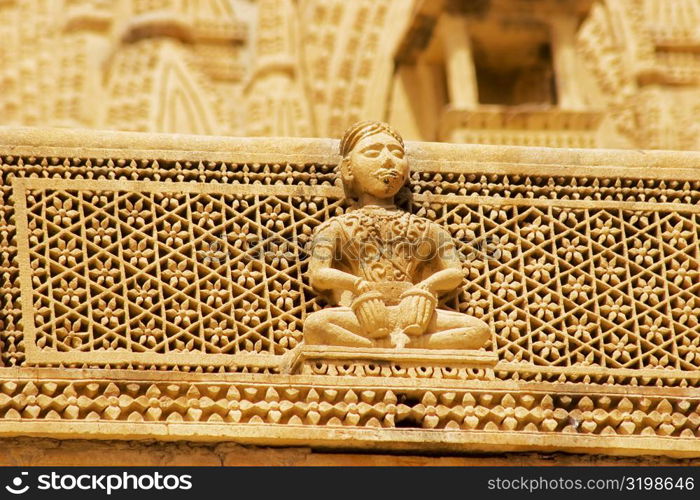 Low angle view of a statue on a Temple, Jaisalmer, Rajasthan, India