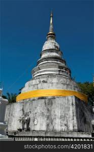 Low angle view of a stupa at Wat Phra Singh, Chiang Mai, Thailand