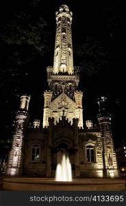 Low angle view of a tower at night, Water Tower, Chicago, Illinois, USA