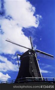 Low angle view of a traditional windmill, Amsterdam, Netherlands