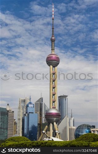 Low angle view of a TV tower, Oriental Pearl Tower, Shanghai, China