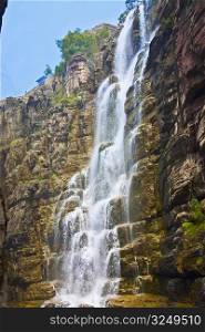 Low angle view of a waterfall, Mt Yuntai, Jiaozuo, Henan Province, China