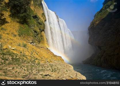 Low angle view of a waterfall, Tamul Waterfall, Aquismon, San Luis Potosi, Mexico