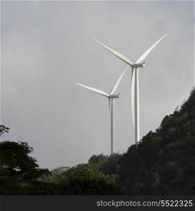 Low angle view of a wind turbines, Haleiwa, North Shore, Oahu, Hawaii, USA