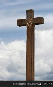 Low angle view of a wooden cross, Maras, Sacred Valley, Cusco Region, Peru