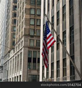 Low angle view of American flag, Chicago, Cook County, Illinois, USA
