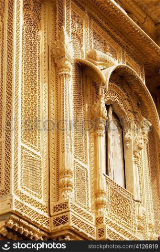 Low angle view of an arched window, Jaisalmer, Rajasthan, India