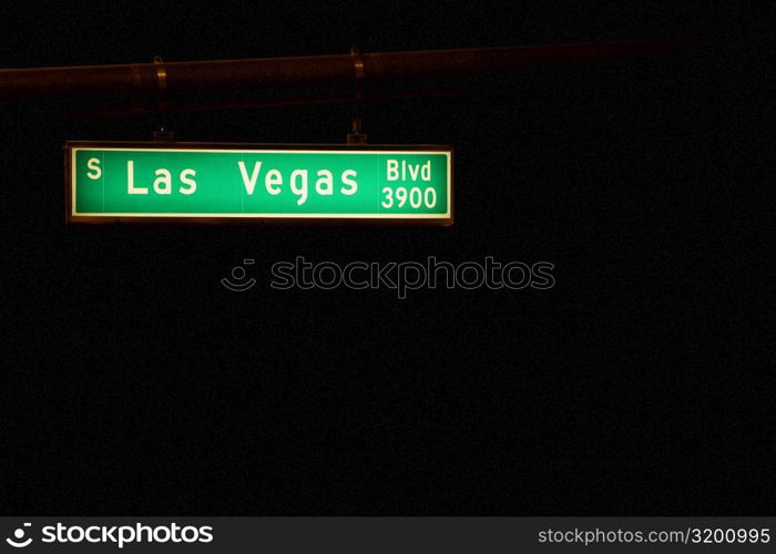 Low angle view of an information board, Las Vegas, Nevada, USA