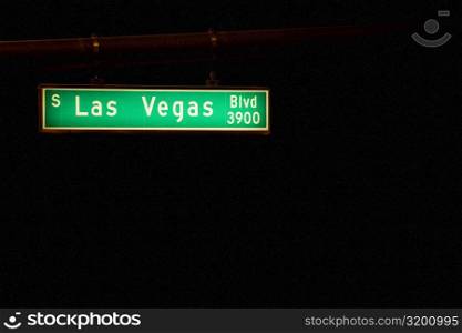 Low angle view of an information board, Las Vegas, Nevada, USA