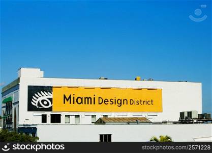 Low angle view of an information board on a building, Miami, Florida, USA