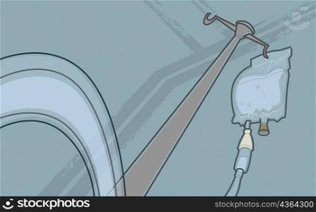 Low angle view of an intravenous drip