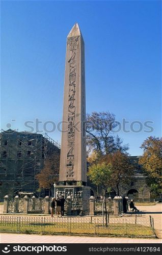Low angle view of an obelisk in a city, Istanbul, Turkey