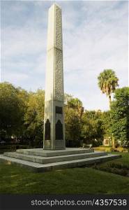 Low angle view of an obelisk in a park, Charleston, South Carolina, USA