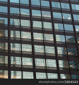 Low angle view of an office building, Wacker Drive, Chicago, Cook County, Illinois, USA