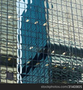 Low angle view of an office building, Wacker Drive, Chicago, Cook County, Illinois, USA