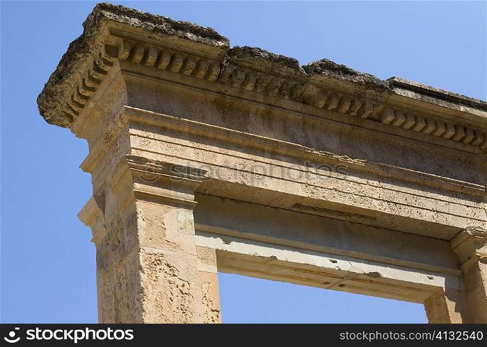 Low angle view of an old ruin, Athens, Greece