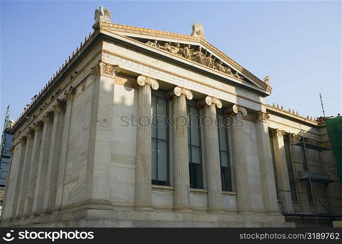 Low angle view of an university building, National and Kapodistrian University of Athens, Athens, Greece