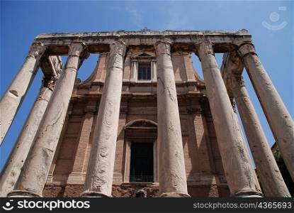 Low angle view of ancient roman ruin building