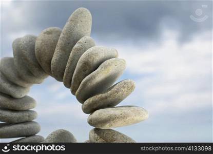 Low angle view of arranged pebbles
