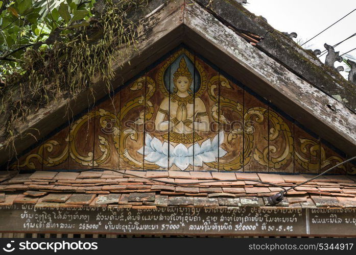 Low angle view of Buddhist temple, Luang Prabang, Laos