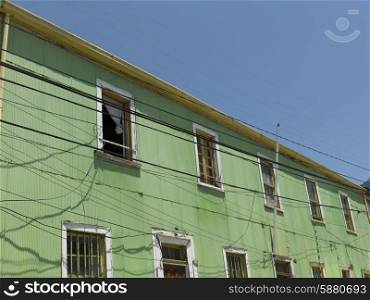 Low angle view of building exterior, Valparaiso, Chile