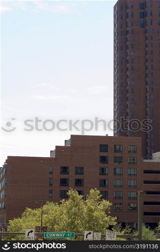 Low angle view of buildings, Baltimore, Maryland, USA
