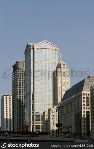Low angle view of buildings, Chicago, Illinois, USA