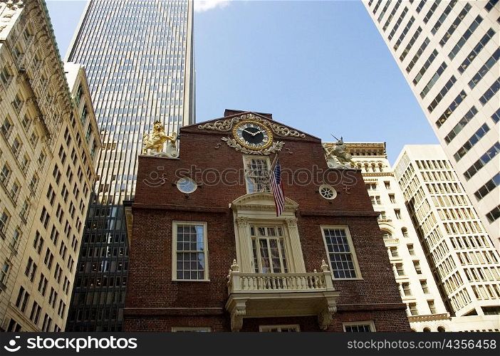 Low angle view of buildings in a city, Boston, Massachusetts, USA