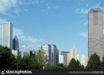 Low angle view of buildings in a city, Chicago, Illinois, USA