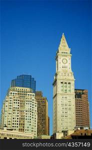 Low angle view of buildings in a city, Custom House, Boston, Massachusetts, USA