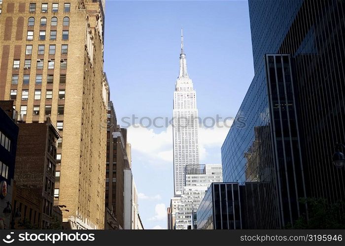 Low angle view of buildings in a city, Empire State Building, Manhattan, New York City, New York State, USA