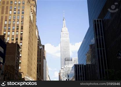 Low angle view of buildings in a city, Empire State Building, Manhattan, New York City, New York State, USA
