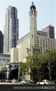 Low angle view of buildings in a city, Water Tower, Magnificent Mile, Chicago, Illinois, USA