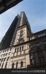 Low angle view of Carnegie Hall, Midtown Manhattan, New York City, New York State, USA